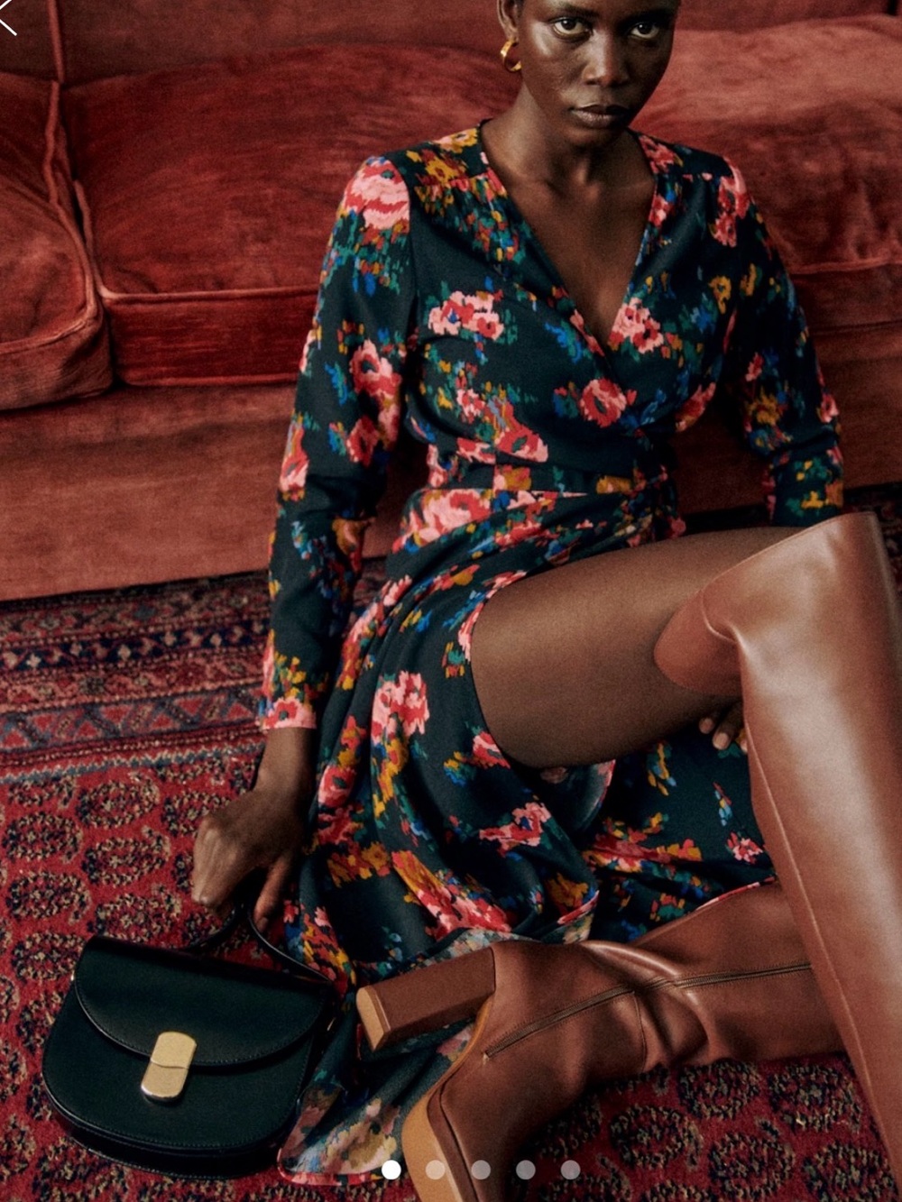 Sezane Sarali Floral Wrap Midi Dress